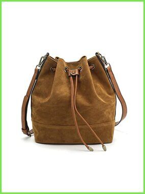 Vegan Suede Bucket Bag Crossbody Shoulder Purse Women